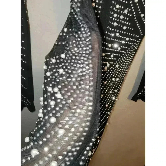 Holiday / Formal Black Dress with Pearl and Rhinestone - Size S - Picture 5 of 5